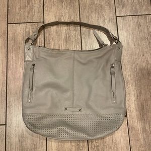 NWOT B. Makowski gray leather handbag